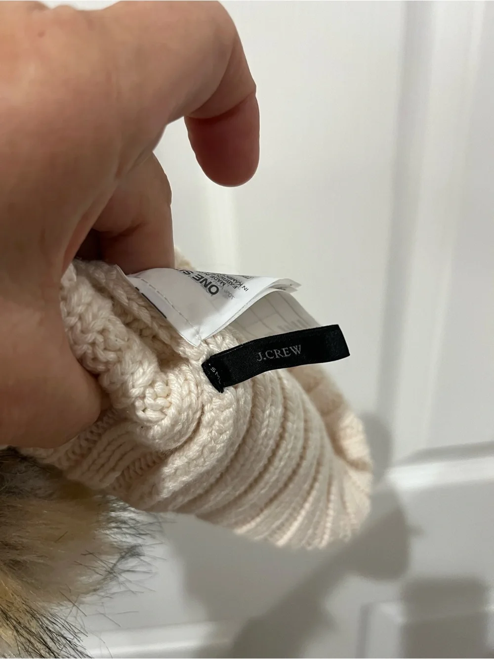 J. Crew One Size Cream Cable-Knit Women's Beanie